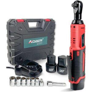 Cordless Electric Ratchet Wrench Set, 3/8" 12V Power Ratchet Tool Kit